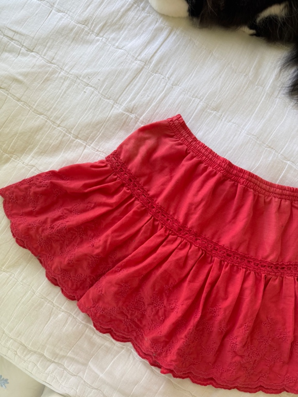 VINTAGE y2k tiered ruffle floral embroidered mini skirt - Picture 5 of 7